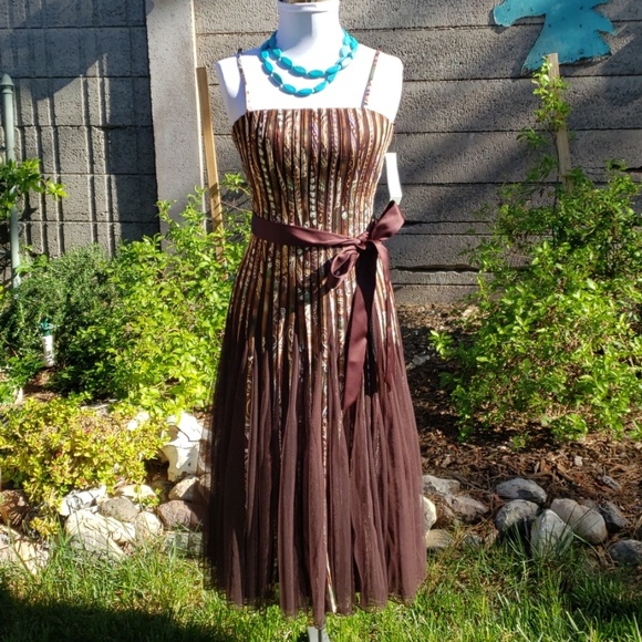 Cache Dresses & Skirts - CACHE SATIN & TULLE FIT &FLARE COCKTAIL DRESS H228